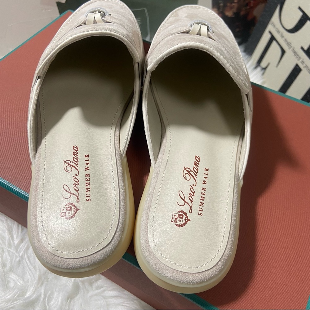 Loro Piana Cream Suede Mules - Picture 4 of 5